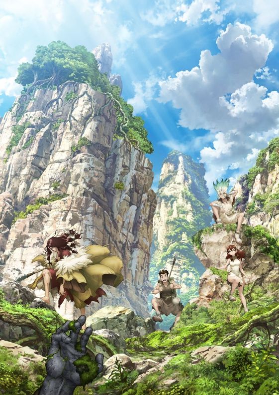 TV动画《Dr.STONE》公开视觉海报，一部宏伟的石头世界画卷